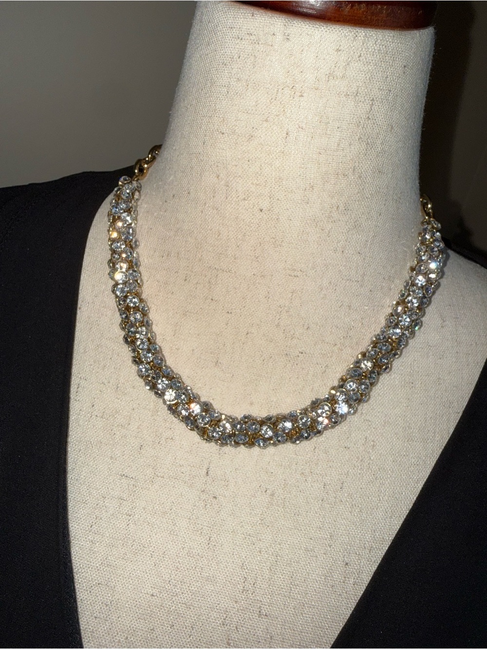 J. Crew Gold Tone Braided Crystal Necklace